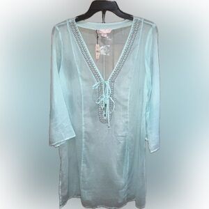 Victoria's Secret Light Aqua Beaded Tunic M/L NWT